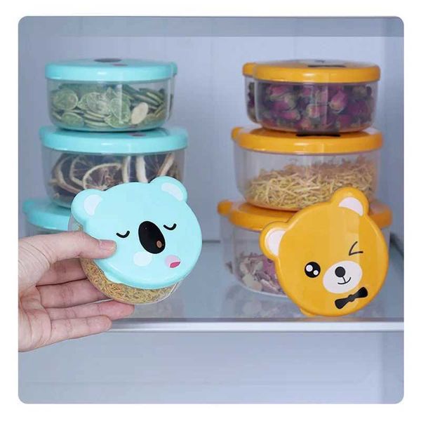 Bolsas de lancheiras 4pcs Crianças desenhos animados de plástico Cute Bento caixa japonesa contêiner de armazenamento de alimentos ao ar livre
