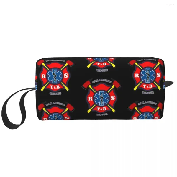 Bolsas de armazenamento Bolsa de bestas de bombeiro personalizada feminino bombeiro resgate de incêndio Organizador de maquiagem cosmética Lady Beauty Dopp Kit Case