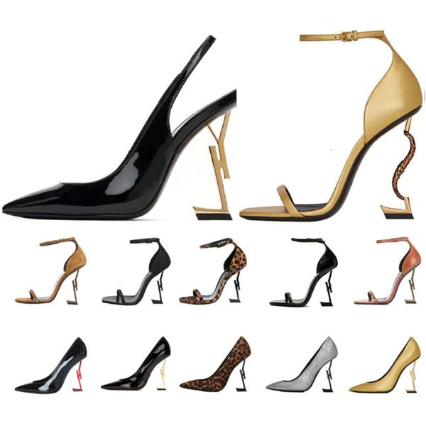 YSL ﾠ Classic Women Heels High Heels Designer de Luxo Desfile de Moda de Casamento Requintado Material de Couro Tamanho 35-42