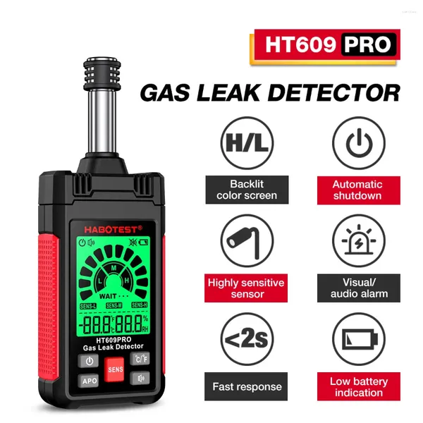 50-1000 pezzi rilevatore di gas naturale HT609PRO perdita con allarme visivo udibile regolabile a 3 sensibilità