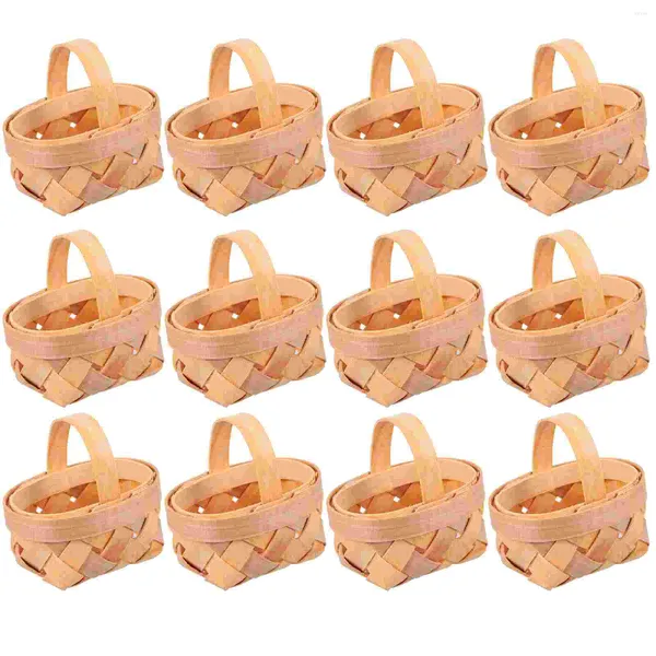 Aufbewahrung Flaschen 12 Stcs gewebt Korbdekorationen Home Ornamente Picknick Holz Chip Crafts Kinder Eier Mini