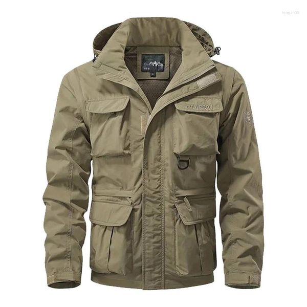 Herrenjacken Männer lässige Frachtjacke Multipocket Military Tech tragen Außenliebhaber Utility Utility abnehmbare Ärmel Reiseweste Outerwears