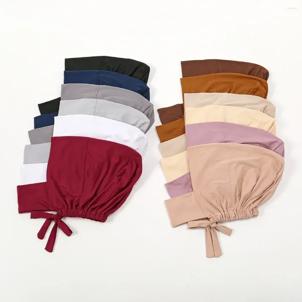 Roupas étnicas Hijab de boné muçulmano para mulheres Solid Subscarf Undercap Scop Turban Chap