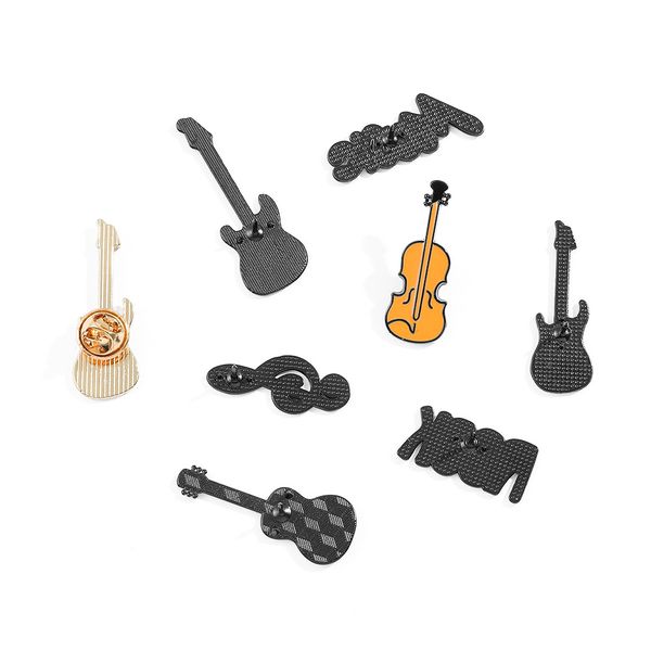 PINS, Brooches Müzikal Elementler Gitar Notları Pimler Metal Karikatür Topla Broş Sırt Çantası Şapka Çantası Yaka Yokel Rozetler Kadın Moda Dro Dhlrg