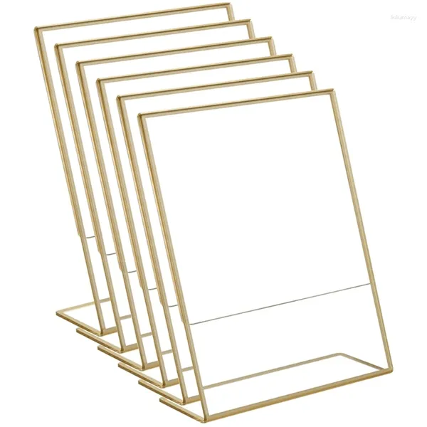 Forniture per feste Acrilico Frame d'oro Sistema da tavolo arretrato per le carte di nozze Segni di ristorante POS
