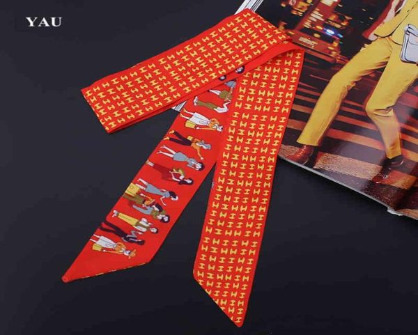 H Brand 95cm5cm People cinghia stampato umano Small Women Silk Scarf Head Accessori per sacchetti lunghi Accessori NBBON4095355