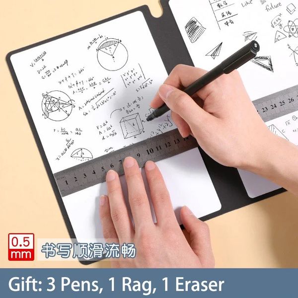 A5 Größe Whiteboard Notebook Trockener Eraser weißes Board Leder Memo Pad Weekly Planer wiederverwendbares Set mit Stiftlöschstoff 240508