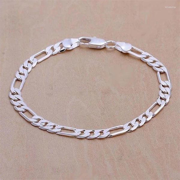 Charm Armbänder Silber Farbarmband 6mm Kette Hochzeit Schönes Geschenk Solid Männer Frauen Schmuck Mode 20 cm 8 Zoll