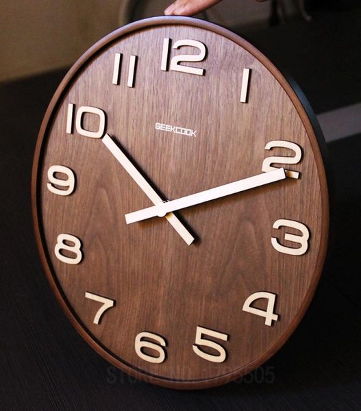 Не отражает 14 -дюймовые простые дизайны бамбуковые настенные часы часы Смотреть креативная гостиная время обучения.