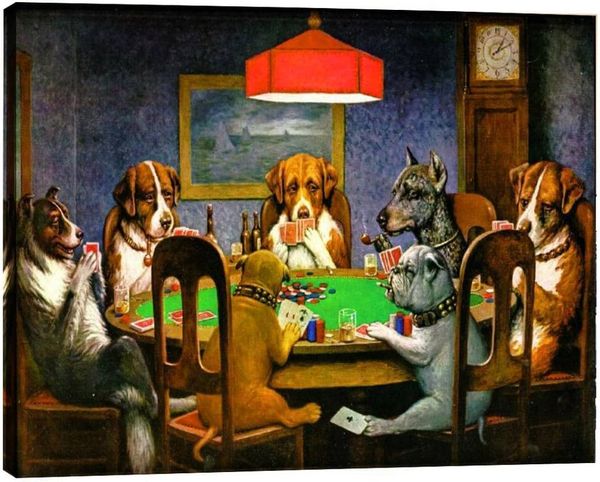 Cani che giocano a poker di Cassius Marcellus coolidge olio dipinto di riproduzione giclee wall art stampe in tela