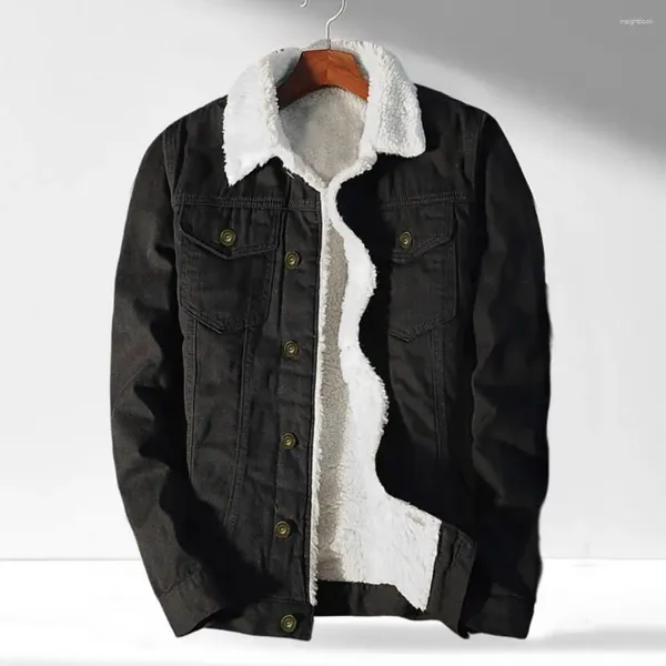 Herrenjacken Männer Winter Autumn Jacke Denim Inner Fleece verdicken Jeans Mantel Turndown Velvet Herren Pelze Parkas