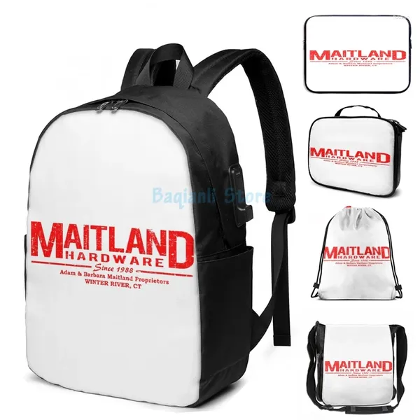 Rucksack lustige grafische Print Maitland -Hardware von Beetlejuice USB -Ladung Männer Schultaschen Frauen Bag Travel Laptop