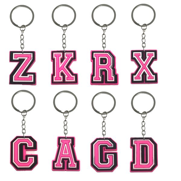 Cartoon Accessoires Pink Letter Keychain für Tags Goodie Bag Stuff -Weihnachtsgeschenke Schlüssel Anhänger Taschen Mini niedlich Keyring Klassenzimmer PRIZ OTV05