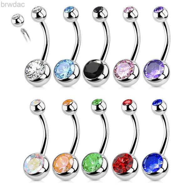 Anéis do umbigo 1pc G23 Titanium cristal jóia curva anéis de barriga anéis de botão de umbigo piercings nmbril ombligo piercing charmoso jóias d240509