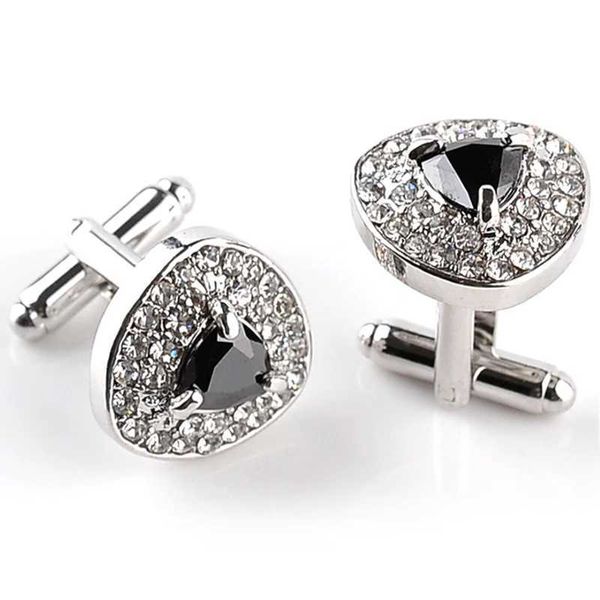 Cuff Links Mens e braçadeiras de luxo para mulheres Zircão Branda de cristal de cristal branco preto Bolton Q240508