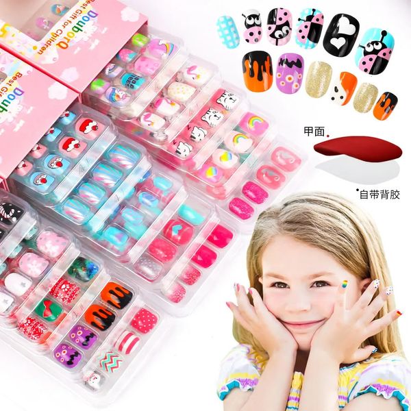 120pcs Candy Child Nail Tips Kids False Nail Girls Press on Nails Festival colorato Copertina Full Copertura Strumenti di manicure carini 240509