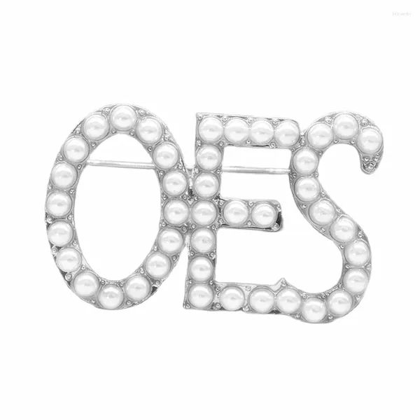 Broches Pearl Letters Oes Soror Pin Membro social Order Social Star Star Broach Lady Gifts Jóias