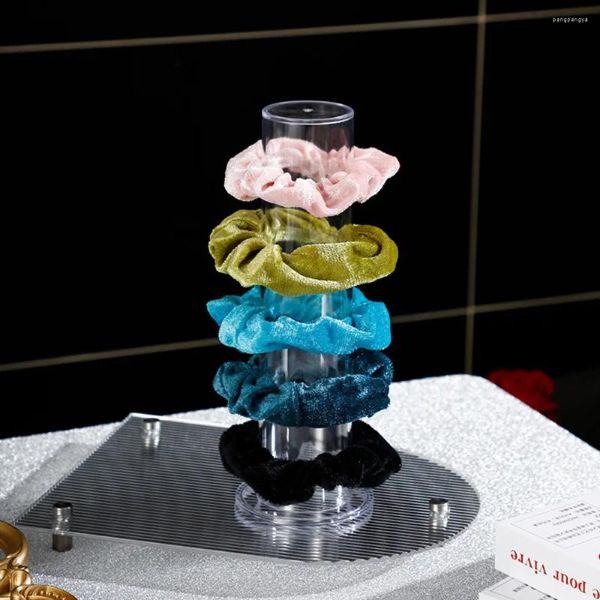 Кухня хранения прозрачные волосы Scrunchies Organizer Fashion Solid PVC Ties Display Stand Scrunchie