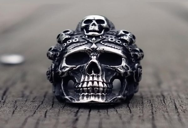 Cooler Santa Muerte Death Skull Ring einzigartiger Herren Edelstahlringe Punk Rock Biker Schmuck Geschenk für ihn 5534275