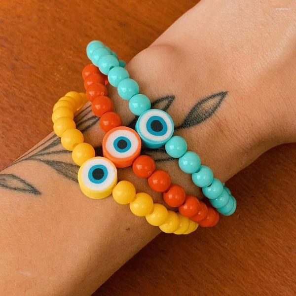 Strand go2boho boncuklu bilezik taksları Yunan göz bilezikleri kadınlar için Türk kötü mücevher 2024 renkli akrilik boncuklar streç pulsera