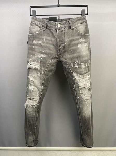 Mens Jeans Skinny Strenged Ripped destruído Biker Denim Branco Preto Blue Slim Fit Hip Hop