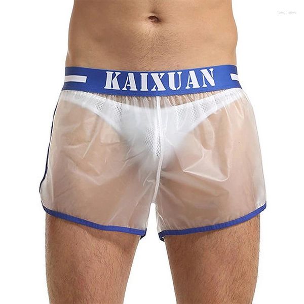 Shorts da uomo Boxer trasparente Sexy Vedi attraverso tronchi da nuoto solido spiaggia casual spiaggia impermeabile da bagno da bagno biancheria intima