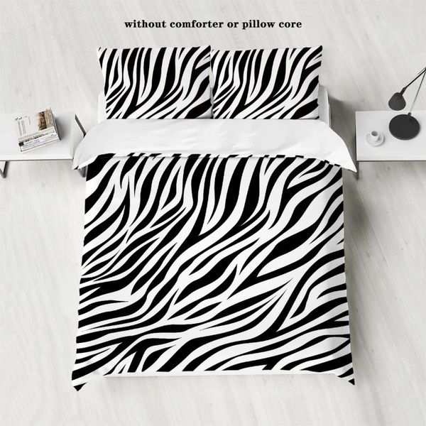 Bettwäsche-Sets 3pcs gebürstete Polyester-Set 1 Quilt Abdeckung 2 Kissenbezüge ohne warme hautfreundliche Anti-Pill-Zebra-Muster füllen