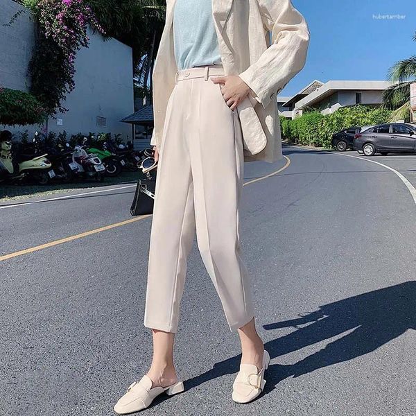 Pantaloni da donna abito donna ad alta vita ad alta vita Lady harem women garers nero beige coreano di qualità della moda capris