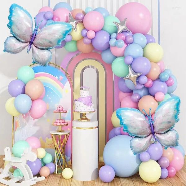 Party Dekoration bonbonfarbene Ballon Arzbogen Eisblaue Schmetterling Sterne Makkaron-Paket Hochzeit Geburtstag Babyparty