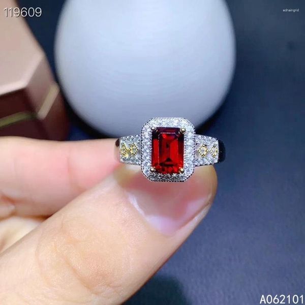 Кластерные кольца kjjeaxcmy fine jewelry s925 стерлингового серебряного серебряного инкрустации натуральный гранат девушка роскошное кольцо для кольца