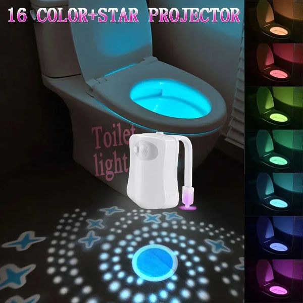 Smart Motion Sensor Toilette Sitz Nachtlicht 16 Farben wasserdichte Hintergrundbeleuchtung für Badezimmer Schüssel LED Lampe WC 240508