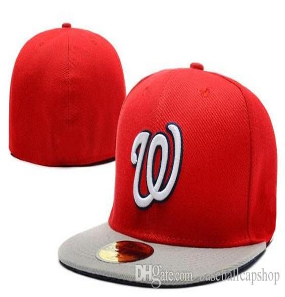 Wholelsae Nationals Fitted Hat вышитая буква w Baseball Logo Flat Brim Hats Base Size Size Brands Sports Chapeu для мужчин A3928356