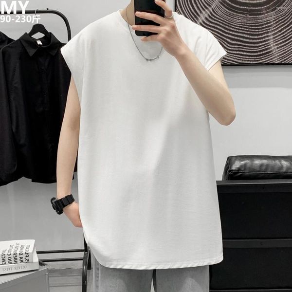 Tanques masculinos tops 2024 moda estilo de verão sem mangas sub -camisetas machos colorido de cor sólida colete modal casual u04