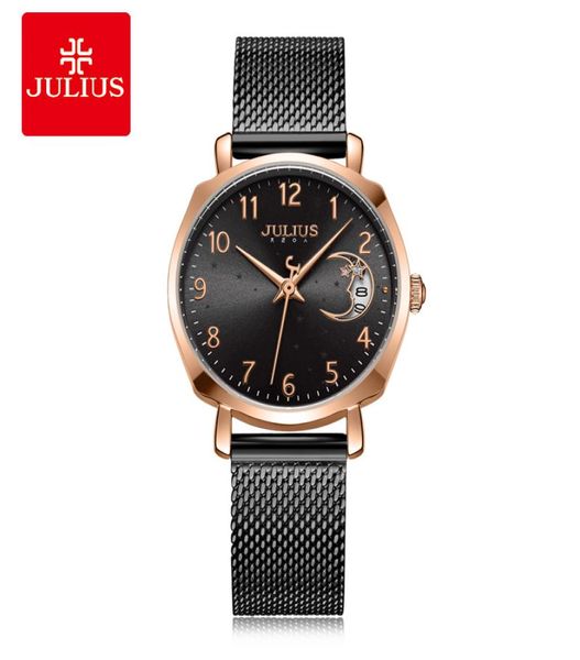 Julius Watch Moon Window Dial Calendar Women039s Clock Auto Date Высококачественная оригинальная дамская мода мода Drop Ja11464351368