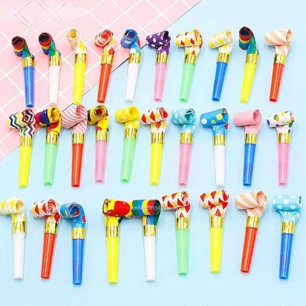 Hersteller 20/40pcs Bunt Streifen Party Blower Blowout Horn Pfeife Lärmmacher für Kinder Geburtstagsfeier Lärm Macher Spielzeug Lieferungen