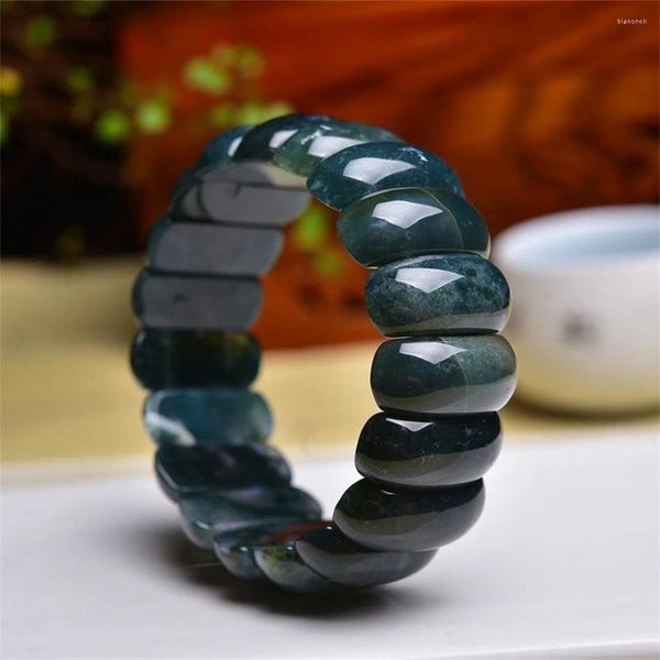 Link Armbänder Natural Moos Achat Bangle Frauen schöne bunte Kristall Energy Healing Mode Edelsteinschmuck 1pcs 24x10mmmm