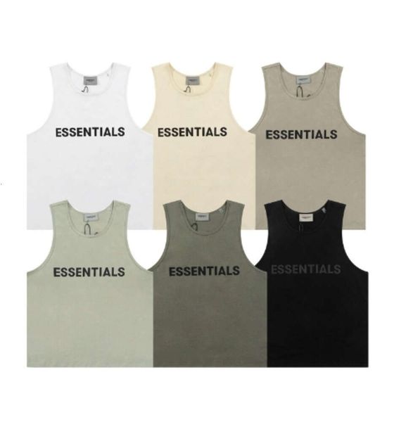 Ess Mens Tanktop T-Shirt Trend Marke dreidimensionaler Schriftzug reine Baumwolldame Sport Casual Lose High Street ärmellose Weste Top EU Größe S-XL Hochqualität 44444