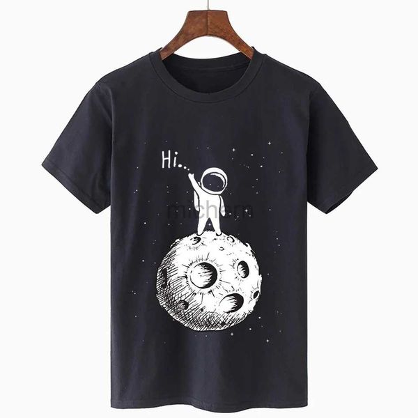 T-shirt maschile Summer Astronaut Landing on the Moon T-shirt 3D Mens Stampato UNISEX Fun T-shirt Oversize T-shirt Boy Short Short D240509