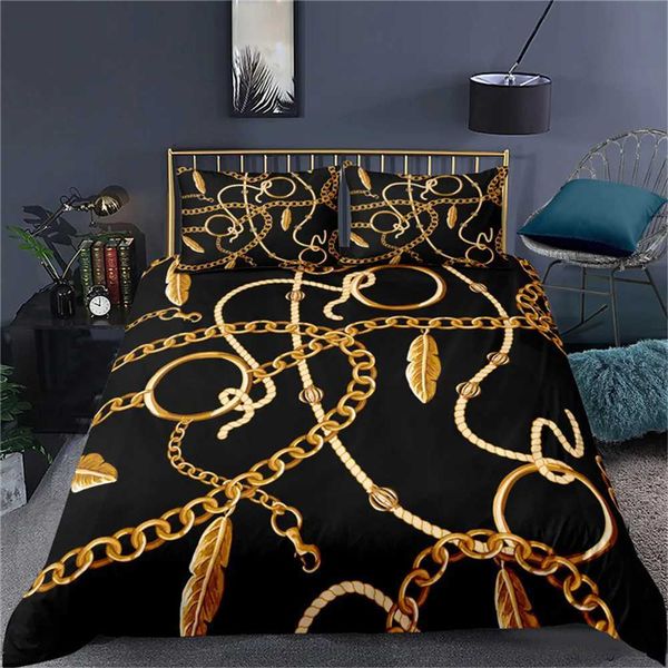 Conjuntos de roupas de cama Capas de luxo de luxo conjunto de tampa para decoração de casa suprimentos de cama de ouro Tampa de edredão de ouro 2/3 capas de travesseiro em tamanho real j240507