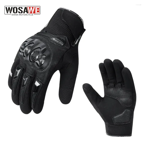 Luvas de ciclismo Wosawe Scooter Scooter Bicycle Hard Knuckle Motorcycle Racing Motorbike MTB Glove de pilotagem