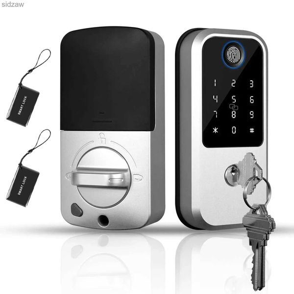 Smart Lock Fingerabdrucktür Schloss Elektronische Tastatur Dead Bolt Vordertür Smart Lock Automatic Lock Anti Peeping Passwort WX