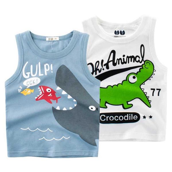 Camisetas 2024 verão novo desenho animado garotas tanques de tanques de tampas para crianças mangas com camiseta de algodão com algodão infantil de 2 a 10 anos de idade