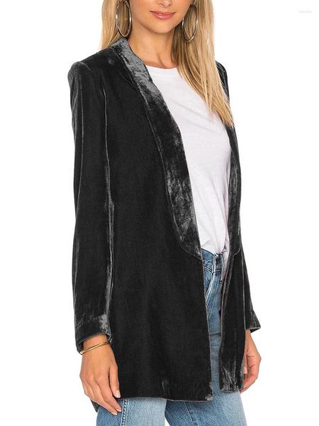 Abiti da donna da donna donna casual pleuche blazer solido colore a maniche lunghe a maniche lunghe a maniche lunghe cameriera per leisure