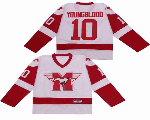 Film Hamilton Mustangs 10 Dean Youngblood Jersey 1986 Ice Hockey Breaking College Team Color University White University White All Cucited Men2212750