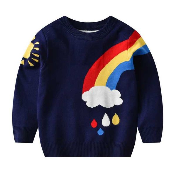 Sets Sprungmeter 3-7T Regenbogen Langarmige Neuankömmlinge Mädchen Herbst Winter Kinderkinder Sweatshirt Baby Kleidung Q240508