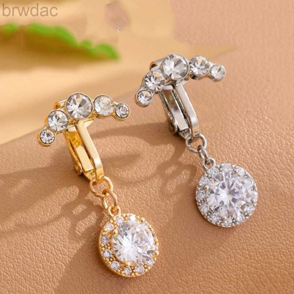 Anelli dell'ombelico 3/5 Cristalli inversi finto ombelico finto ombelico Ring Belly Piercing Clip Nombril su ombelicale Clip di cartilagine ombelico Gioielli Body Gift D240509