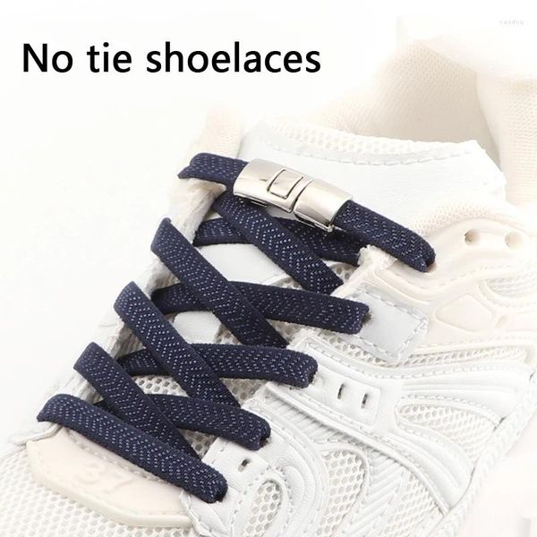 Parti di scarpe 1 coppia senza cravatta per scarpe da ginnastica in metallo Shoelamenti elastici facili da indossare e togliere le scarpe rapide in pizzo Shoestring