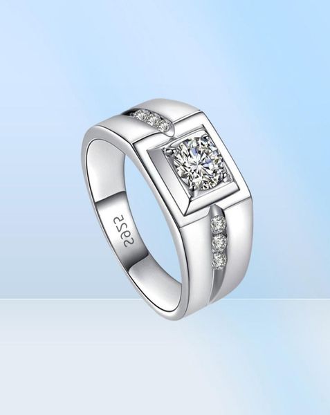 Real 925 Sterling Silber Eheringe Männer Geschenk Schmuck 1 ct Kubikzirkonia Verlobungsringe Geschenk Ganz R9714019630