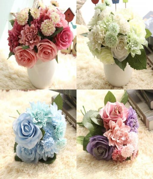 New Silk Rose Flores a granel Flores a granel Buquet Party Centerpiece Centro de Flower Runners Home Decoration Artificial Flower Arrangement F7009802