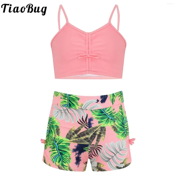 Swimwear femminile Tiaobug due pezzi per bambini con costume da bagno con costume da nuoto rapidamente da nuoto e pantaloncini da bagno set da bagno per la spiaggia